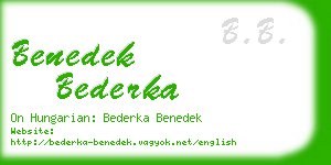 benedek bederka business card